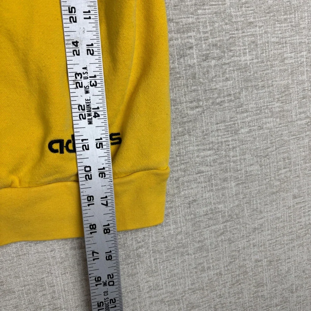 Vintage Adidas Yellow Pullover Hoodie Mens Medium 3 Stripe Hood Sleeve Graphic